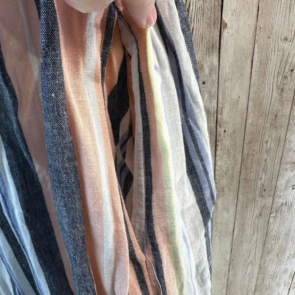 Free People Lilah Maxi Dress XS White Blue Pink Striped Convertible Strap‎ Boho